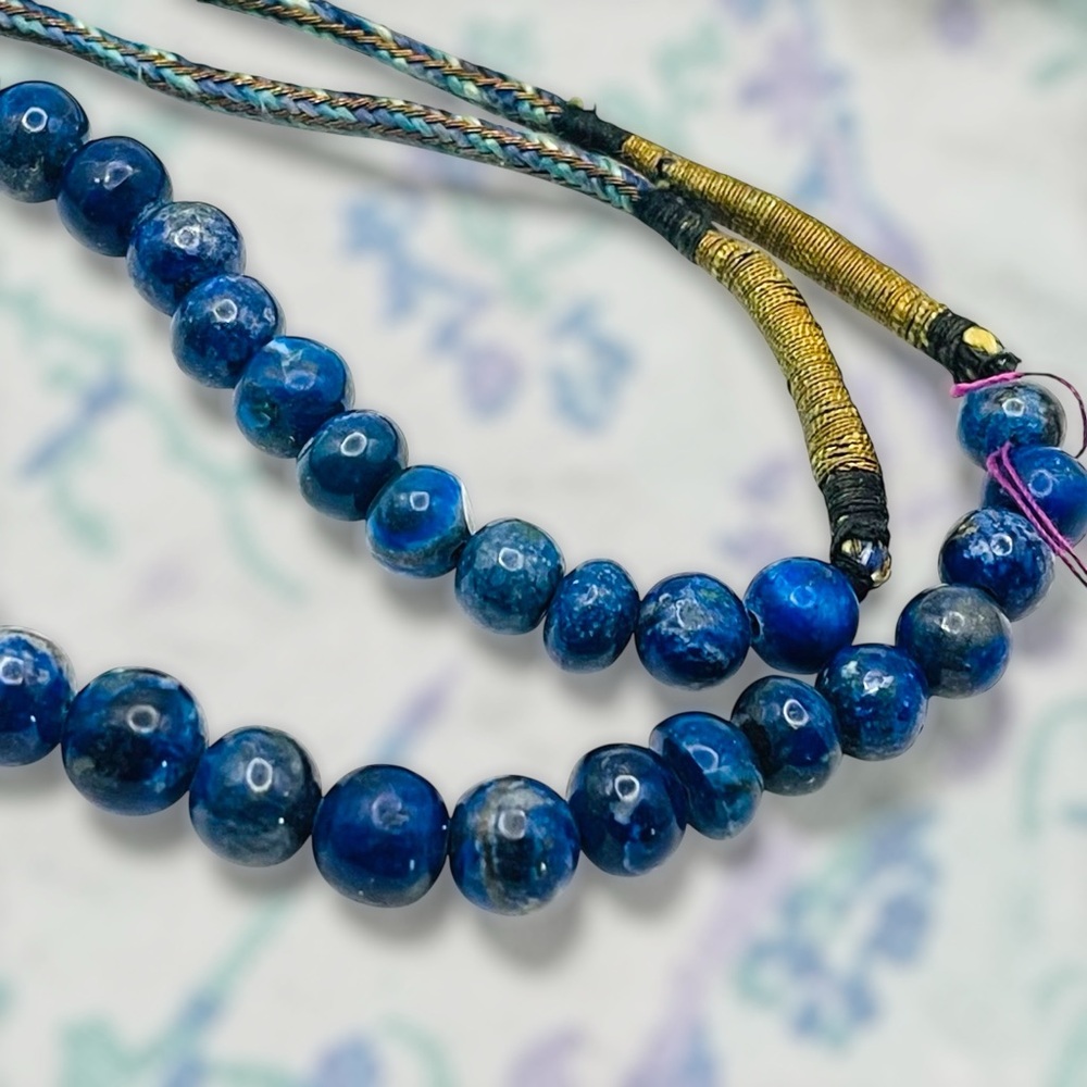 Genuine Natural African Lapis Lazuli Beads Handcrafted Vintage With Tag Estate